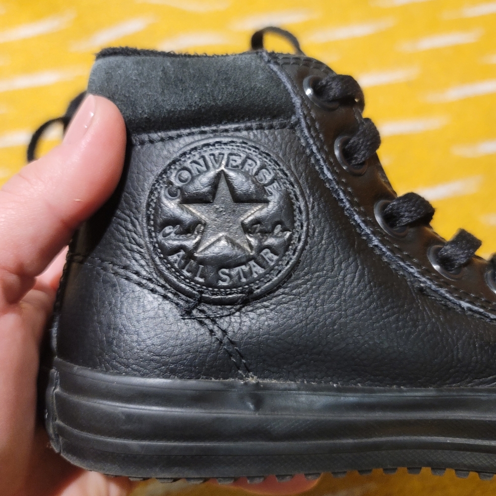 Boys Black Leather Converse Chuck Taylor All Star High Tops